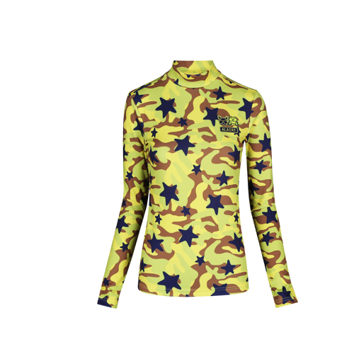 여성 캐모플라쥬 포인트 하프넥 티셔츠 AFB3TU501M-LimeALAIRE