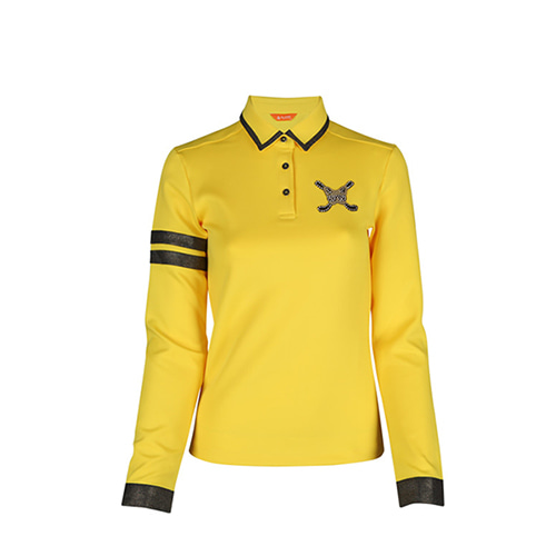 여성 커프스 배색 티셔츠 AFB4TY351M-YellowALAIRE